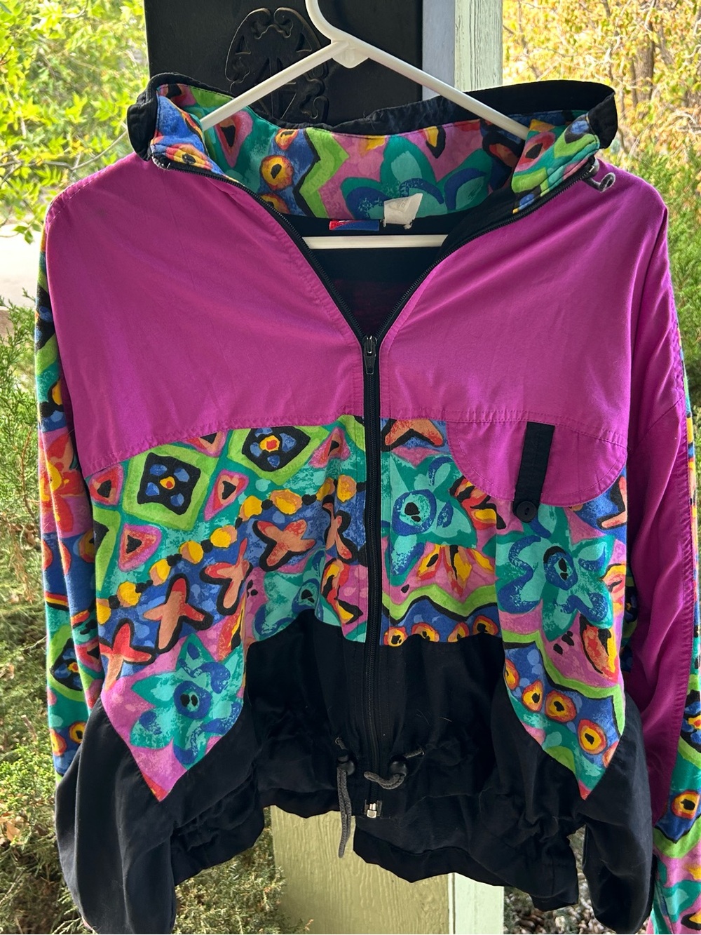 Vintage 80s/90s TAIL Neon Geometric Windbreaker Jacket (Women’s L)